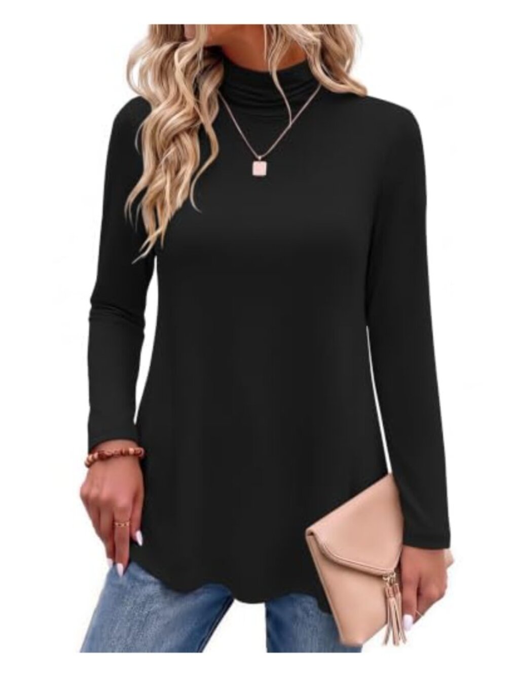 Zeagoo Long Sleeve Turtleneck Tunic Top for Women Work Casual